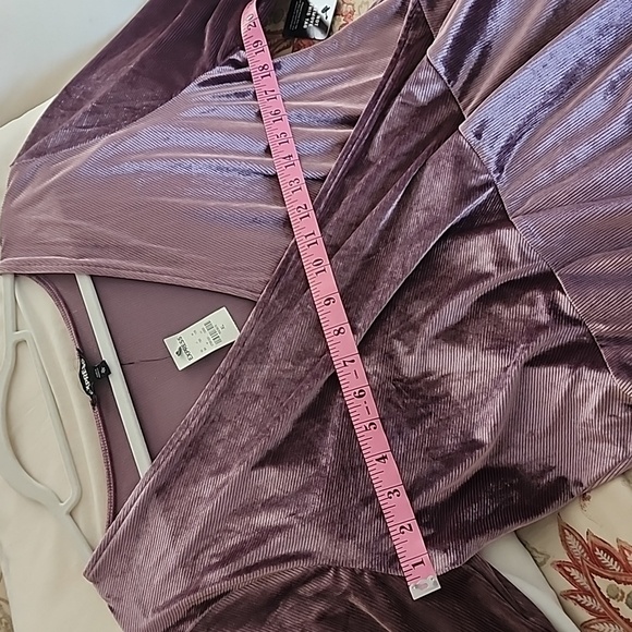 Express Velvet Surplice Fit and Flare Dress - Picture 7 of 9